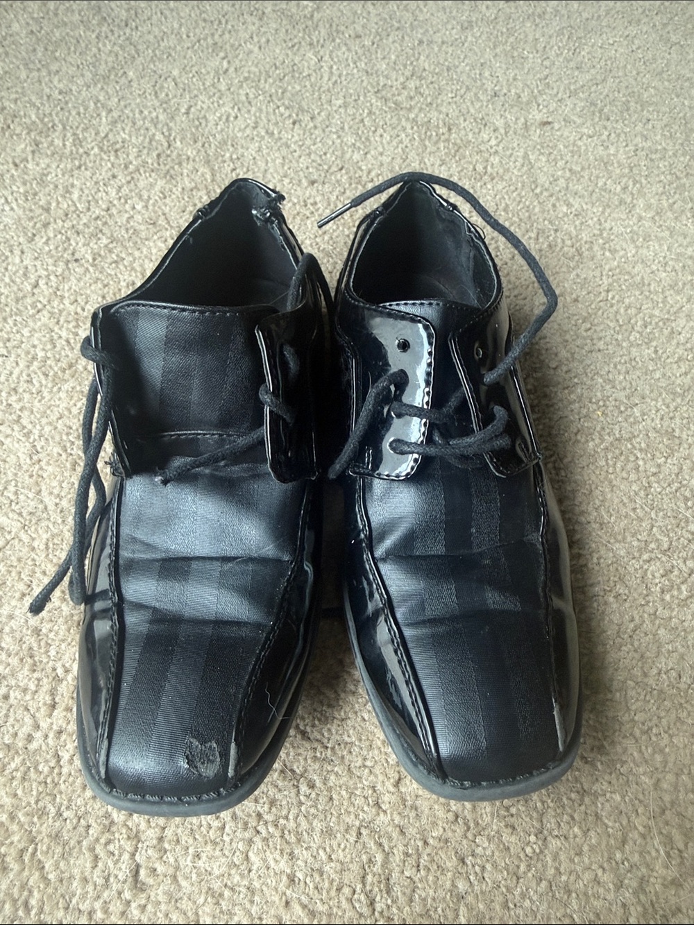 Youth Boys Black Lace-Up Dress Shoes